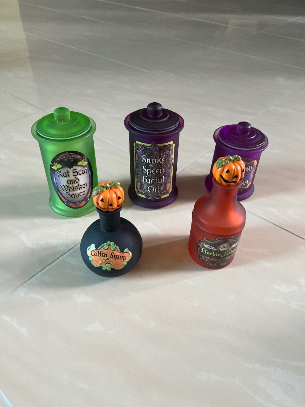 0012 Halloween Glass Spooky Potion Bottles, Witches Theme